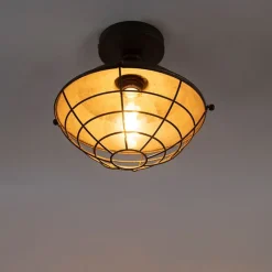 QAZQA Deckenleuchten|Wohnzimmerlampen*Industrielle Deckenleuchte Antik Silber 25,5 cm - Kurs