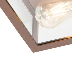 QAZQA Gartenbeleuchtung|Badezimmerlampen*Industrielle Deckenleuchte rostbraun IP44 2-flammig - Charlois