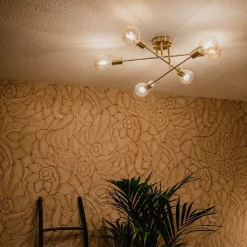 QAZQA Küchenlampen|Deckenleuchten*Industrielle Deckenleuchte Messing 6 Lichter - Sydney