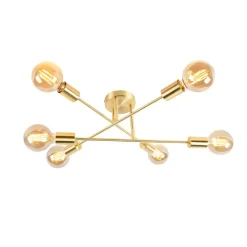 QAZQA Küchenlampen|Deckenleuchten*Industrielle Deckenleuchte Messing 6 Lichter - Sydney