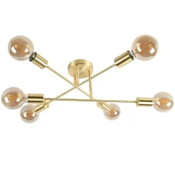 QAZQA Küchenlampen|Deckenleuchten*Industrielle Deckenleuchte Messing 6 Lichter - Sydney