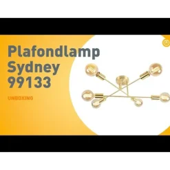 QAZQA Küchenlampen|Deckenleuchten*Industrielle Deckenleuchte Messing 6 Lichter - Sydney