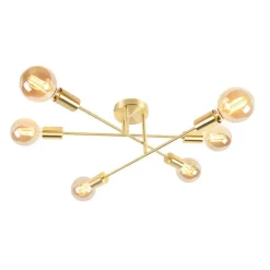 QAZQA Küchenlampen|Deckenleuchten*Industrielle Deckenleuchte Messing 6 Lichter - Sydney