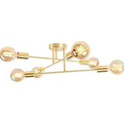 QAZQA Küchenlampen|Deckenleuchten*Industrielle Deckenleuchte Messing 6 Lichter - Sydney