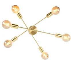 QAZQA Küchenlampen|Deckenleuchten*Industrielle Deckenleuchte Messing 6 Lichter - Sydney