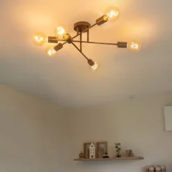 QAZQA Schlafzimmerlampen|Küchenlampen*Industrielle Deckenleuchte dunkelbronze 6-flammig – Sydney