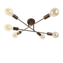 QAZQA Schlafzimmerlampen|Küchenlampen*Industrielle Deckenleuchte dunkelbronze 6-flammig – Sydney