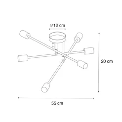 QAZQA Schlafzimmerlampen|Küchenlampen*Industrielle Deckenleuchte dunkelbronze 6-flammig – Sydney