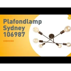 QAZQA Schlafzimmerlampen|Küchenlampen*Industrielle Deckenleuchte dunkelbronze 6-flammig – Sydney