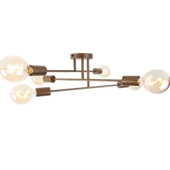 QAZQA Schlafzimmerlampen|Küchenlampen*Industrielle Deckenleuchte dunkelbronze 6-flammig – Sydney