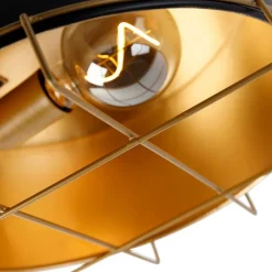 QAZQA Deckenleuchten|Wohnzimmerlampen*Industrielle Deckenleuchte schwarz mit Gold 35 cm - Barril