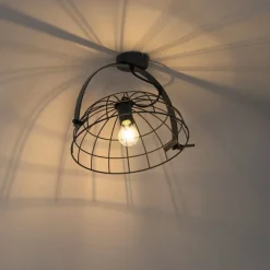 QAZQA Deckenleuchten|Wohnzimmerlampen*Industrielle Deckenleuchte schwarz 35 cm verstellbar - Hanze