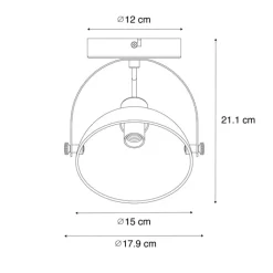 QAZQA Küchenlampen|Esszimmerlampen*Industrielle Deckenleuchte schwarz mit Gold 15 cm verstellbar – Magnax
