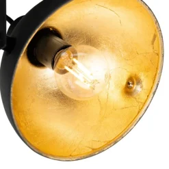 QAZQA Deckenstrahler|Aufbaustrahler*Industrielle Deckenleuchte schwarz mit Gold 3-flammig verstellbar – Magnax