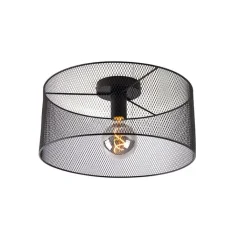 QAZQA Deckenleuchten|Wohnzimmerlampen*Industrielle Deckenleuchte schwarz - Drum Mesh