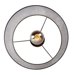 QAZQA Deckenleuchten|Wohnzimmerlampen*Industrielle Deckenleuchte schwarz - Drum Mesh