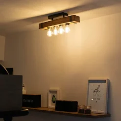 QAZQA Deckenleuchten|Wohnzimmerlampen*Industrielle Deckenleuchte aus Holz - Reena