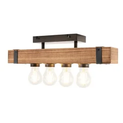 QAZQA Deckenleuchten|Wohnzimmerlampen*Industrielle Deckenleuchte aus Holz - Reena