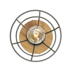 QAZQA Schlafzimmerlampen|Küchenlampen*Industrielle Deckenleuchte Dunkelgrau und Holz - Arthur