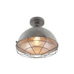 QAZQA Deckenleuchten|Wohnzimmerlampen*Industrielle Deckenleuchte Antik Silber 32 cm - Kurs