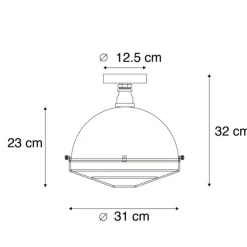 QAZQA Deckenleuchten|Wohnzimmerlampen*Industrielle Deckenleuchte Antik Silber 32 cm - Kurs