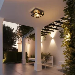 QAZQA Gartenbeleuchtung|Badezimmerlampen*Industrielle Deckenleuchte schwarz IP44 - Charlois