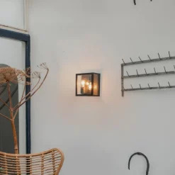 QAZQA Gartenbeleuchtung|Badezimmerlampen*Industrielle Deckenleuchte schwarz IP44 - Charlois