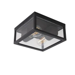 QAZQA Gartenbeleuchtung|Badezimmerlampen*Industrielle Deckenleuchte schwarz IP44 - Charlois