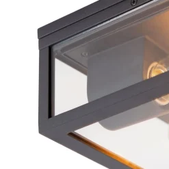 QAZQA Gartenbeleuchtung|Badezimmerlampen*Industrielle Deckenleuchte schwarz IP44 - Charlois