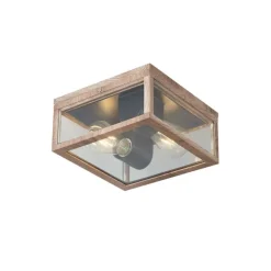 QAZQA Gartenbeleuchtung|Deckenleuchten Außen*Industrielle Deckenleuchte Holzoptik IP44 2-flammig - Charlois