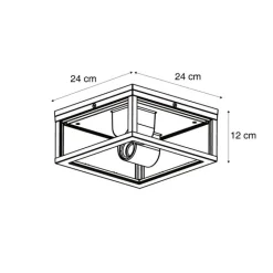 QAZQA Gartenbeleuchtung|Deckenleuchten Außen*Industrielle Deckenleuchte Holzoptik IP44 2-flammig - Charlois