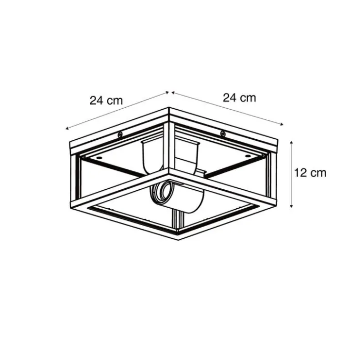 QAZQA Gartenbeleuchtung|Deckenleuchten Außen*Industrielle Deckenleuchte Holzoptik IP44 2-flammig - Charlois
