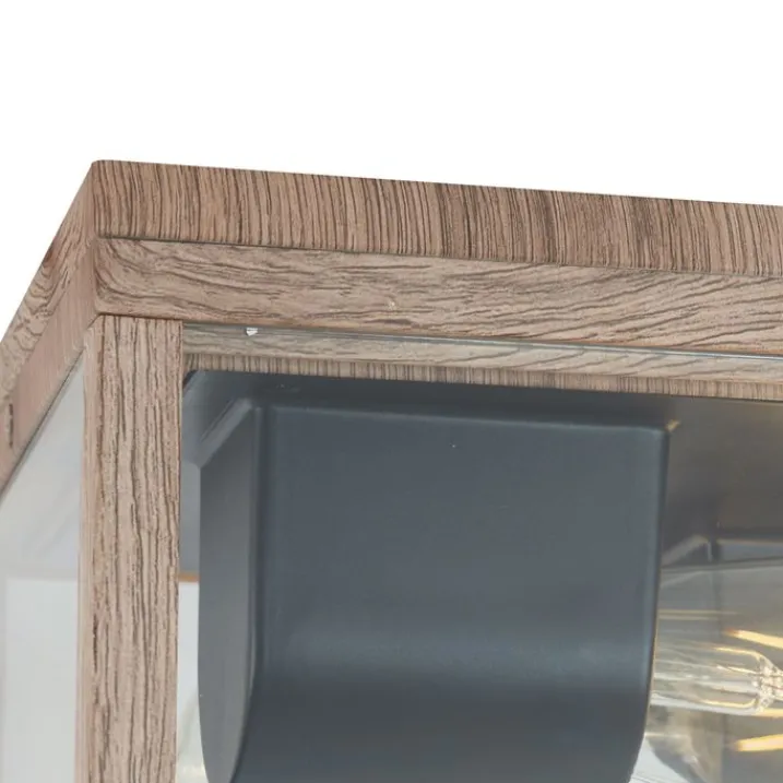 QAZQA Gartenbeleuchtung|Deckenleuchten Außen*Industrielle Deckenleuchte Holzoptik IP44 2-flammig - Charlois