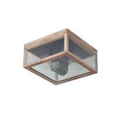 QAZQA Gartenbeleuchtung|Deckenleuchten Außen*Industrielle Deckenleuchte Holzoptik IP44 2-flammig - Charlois