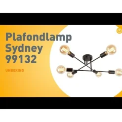 QAZQA Schlafzimmerlampen|Küchenlampen*Industrielle Deckenleuchte schwarz 6 Lichter - Sydney