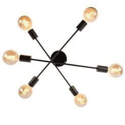 QAZQA Schlafzimmerlampen|Küchenlampen*Industrielle Deckenleuchte schwarz 6 Lichter - Sydney