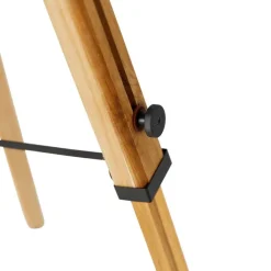 QAZQA Stehlampen|Wohnzimmerlampen*Industrielle Dreibein-Stehlampe schwarz mit Holz - Mangos