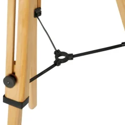 QAZQA Stehlampen|Wohnzimmerlampen*Industrielle Dreibein-Stehlampe schwarz mit Holz - Mangos