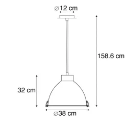 QAZQA Pendelleuchten|Wohnzimmerlampen*Industrielle Hängelampe Aluminium 38 cm dimmbar - Anteros