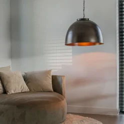 QAZQA Pendelleuchten|Wohnzimmerlampen*Industrielle Hängelampe Antikbraun 60 cm - Hoodi