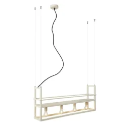 QAZQA Leuchten Ohne Schirm|Pendelleuchten*Industrielle Hängelampe Beige 4-Lichter - Cage Rack