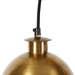 QAZQA Pendelleuchten|Wohnzimmerlampen*Industrielle Hängelampe Bronze mit Holz 5 Lichter - Haicha