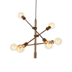 QAZQA Pendelleuchten|Wohnzimmerlampen*Industrielle Hängelampe dunkelbronze 6-flammig – Sydney