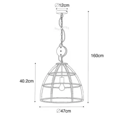 QAZQA Pendelleuchten|Wohnzimmerlampen*Industrielle Hängelampe dunkelgrau mit Holz 47 cm - Arthur
