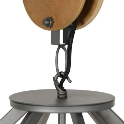 QAZQA Pendelleuchten|Wohnzimmerlampen*Industrielle Hängelampe dunkelgrau mit Holz 47 cm - Arthur