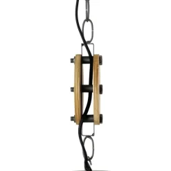 QAZQA Pendelleuchten|Wohnzimmerlampen*Industrielle Hängelampe dunkelgrau mit Holz 47 cm - Arthur