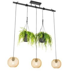 QAZQA Pendelleuchten|Wohnzimmerlampen*Industrielle Hängelampe gold 3-flammig - Flor