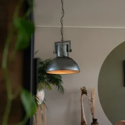 QAZQA Pendelleuchten|Wohnzimmerlampen*Industrielle Hängelampe grau 50 cm - Samia Sabo