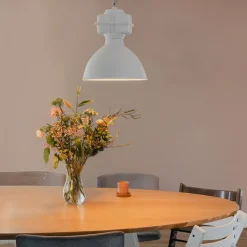 QAZQA Pendelleuchten|Esszimmerlampen*Industrielle Hängelampe klein matt weiß - Sicko