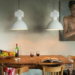 QAZQA Pendelleuchten|Esszimmerlampen*Industrielle Hängelampe klein matt weiß - Sicko